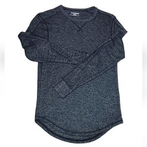 Express Waffle Long Sleeve Shirt Black Super Soft, Size: X-Small